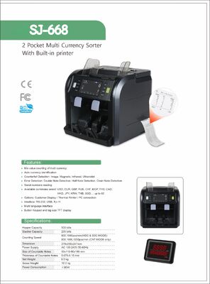 Multi-Currency1+1 Pocket Money Sayma Makinesi Lityum Pille Düzleştirilmiş Elli Yazıcı Hayat Boyu Garanti Küresel Para Birimlerini ve 48 Dili Destekler